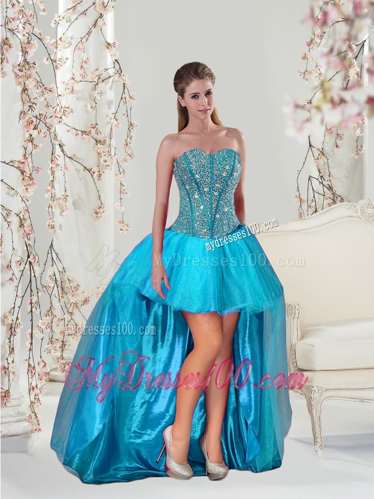 Detachable Aqua Blue Sweet 15 Dresses with Beading and Ruffles for 2016