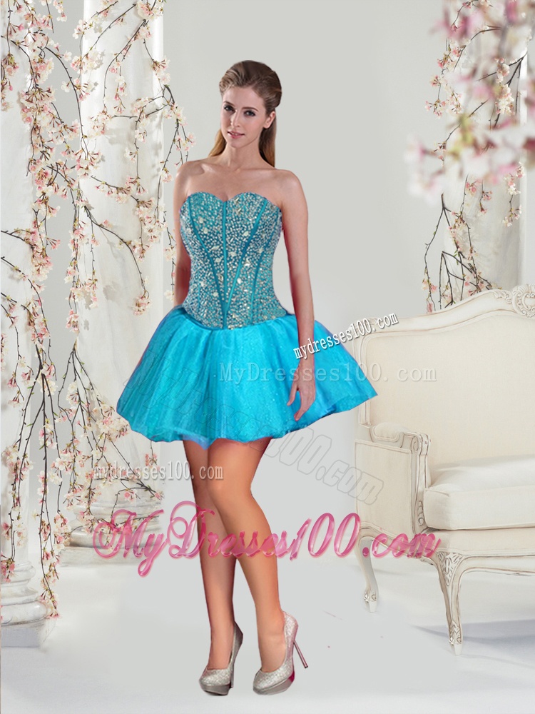Detachable Aqua Blue Sweet 15 Dresses with Beading and Ruffles for 2016