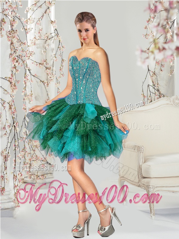 Detachable Multi Color Sweet 15 Dresses with Beading and Ruffles