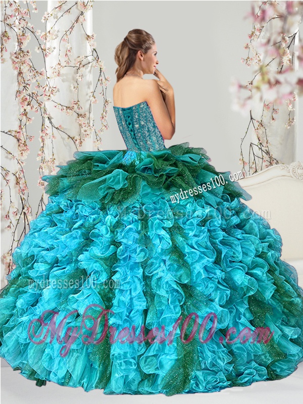 Detachable Multi Color Sweet 15 Dresses with Beading and Ruffles