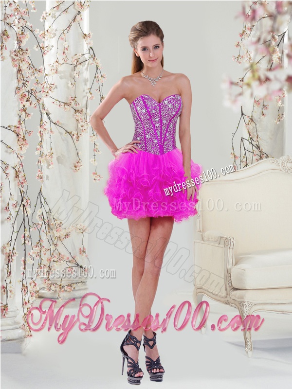 Detachable Sweetheart Fuchsia Beautiful Quinceanera Dresses with Beading and Ruffles