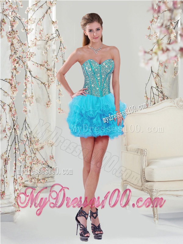Detachable Turquoise Ball Gown New Quinceanera Dresses with Beading and Ruffles