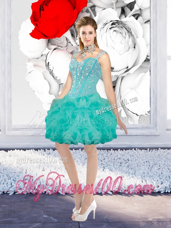 Elegant Straps Ball Gown Detachable Quinceanera Dresses in Turquoise