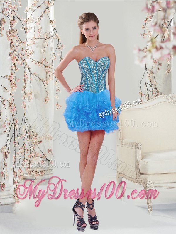 Flirting Sweetheart Beaded and Ruffles Detachable Sweet 16 Dresses in Teal