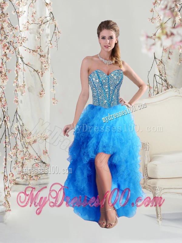 Flirting Sweetheart Beaded and Ruffles Detachable Sweet 16 Dresses in Teal