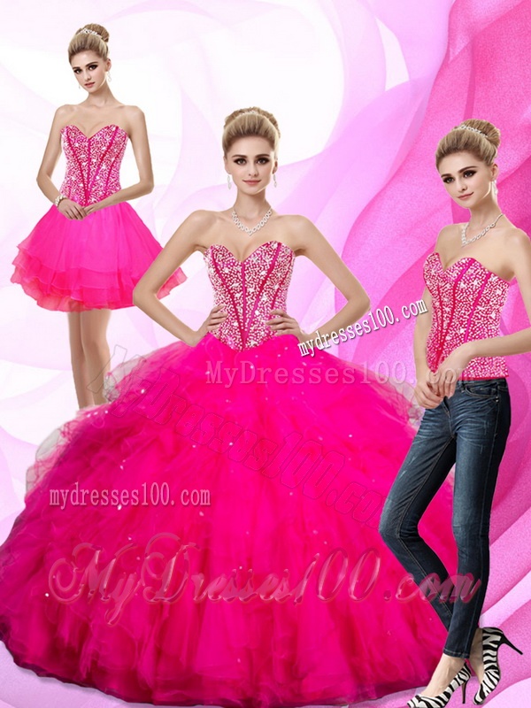 Gorgeous 2016 Beading and Ruffles Sweetheart Quinceanera Dresses