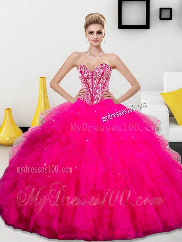 Gorgeous 2016 Beading and Ruffles Sweetheart Quinceanera Dresses