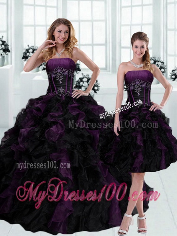 Gorgeous 2016 Strapless Multi Color Ruffled Quinceanera Dresses with Beading