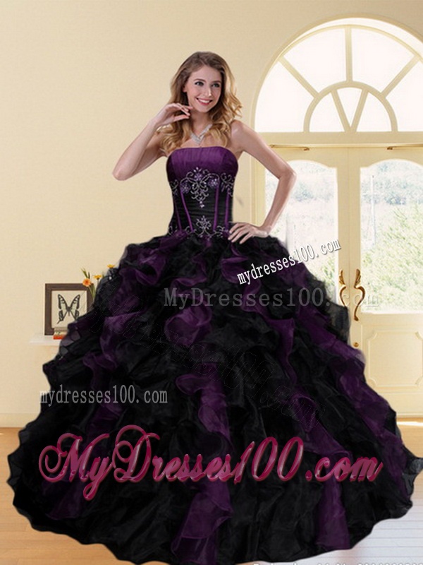 Gorgeous 2016 Strapless Multi Color Ruffled Quinceanera Dresses with Beading