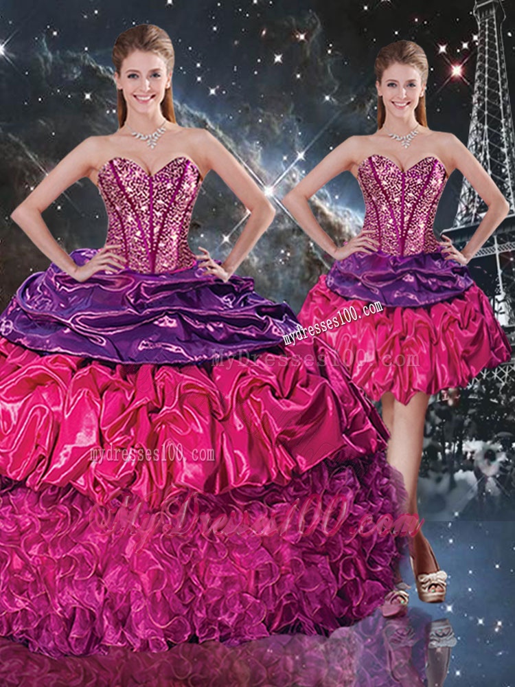 Gorgeous Ball Gown Sweetheart Detachable Quinceanera Dresses with Ruffles