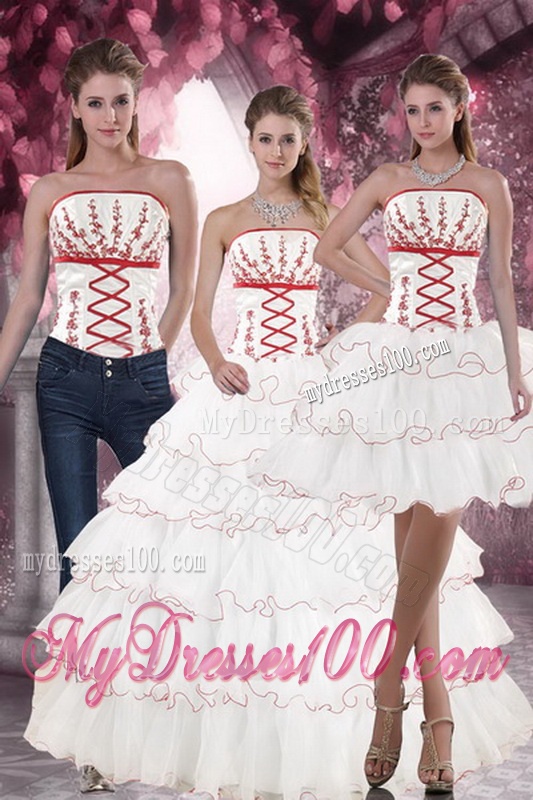Lovely White Quince Dresses with Appliques and Ruffled Layers for 2016