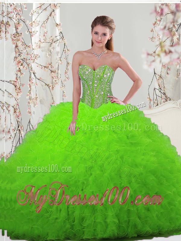 Luxurious Beaded Sweetheart Detachable Sweet 16 Dresses with Floor Length