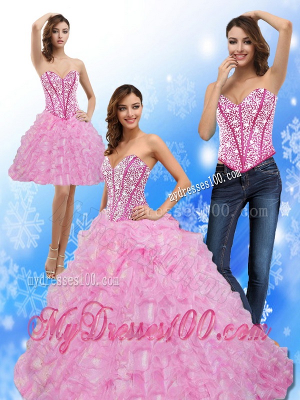 Luxurious Beading and Ruffles Sweetheart 2016 Quinceanera Dresses