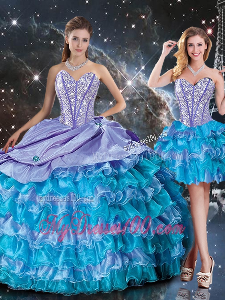 Luxurious Sweetheart Detachable Quinceanera Dresses with Beading and Ruffled Layers