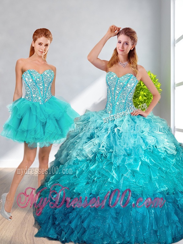 Modern 2016 Sweetheart Detachable Quinceanera Dresses in Multi Color