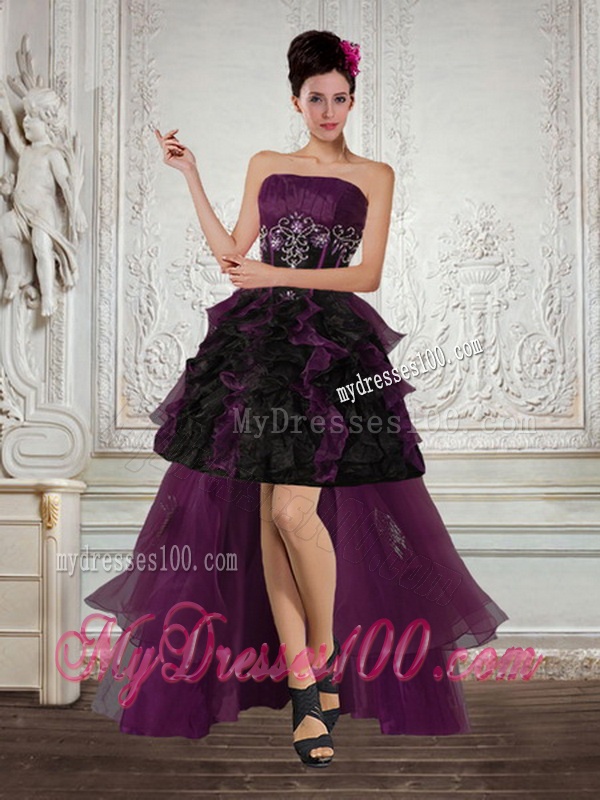 Multi Color Strapless Quinceanera Dress with Ruffles and Embroidery
