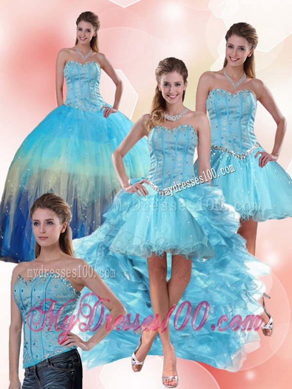 Multi Color Sweetheart Quinceanera Dress with Ruffles and Beading