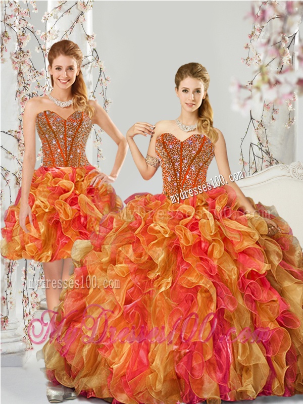 New Arrival Beading and Ruffles 2016 Quinceanera Dresses in Multi Color