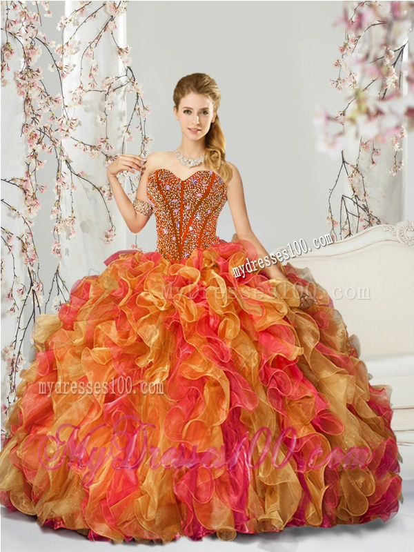 New Arrival Beading and Ruffles 2016 Quinceanera Dresses in Multi Color