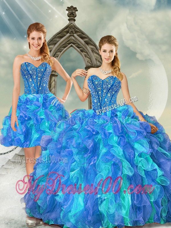 New Style Beading and Ruffles Multi-color Quinceanera Dresses for 2016