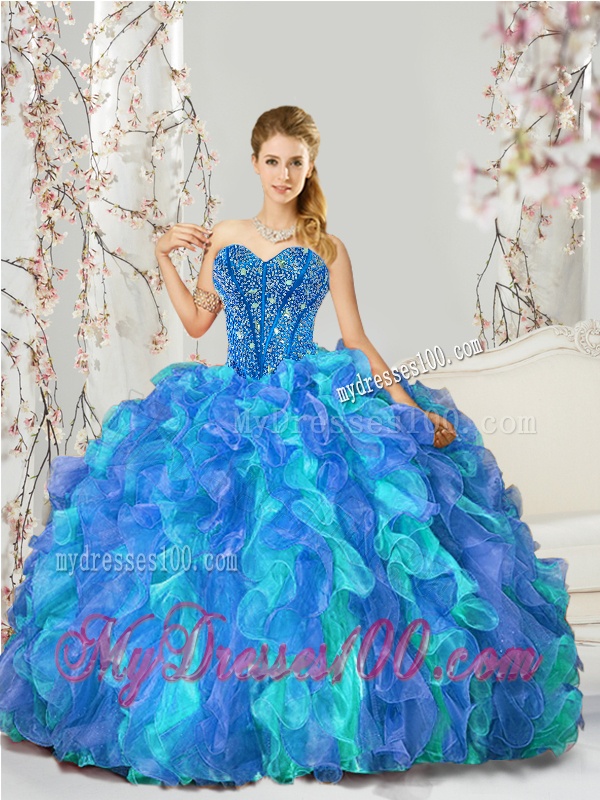 New Style Beading and Ruffles Multi-color Quinceanera Dresses for 2016