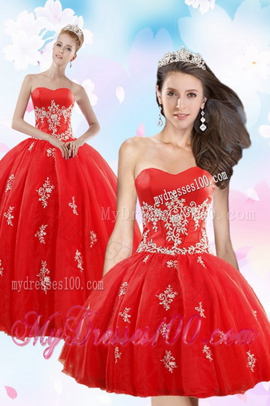 Perfect Red Quince Dresses with Appliques for 2016