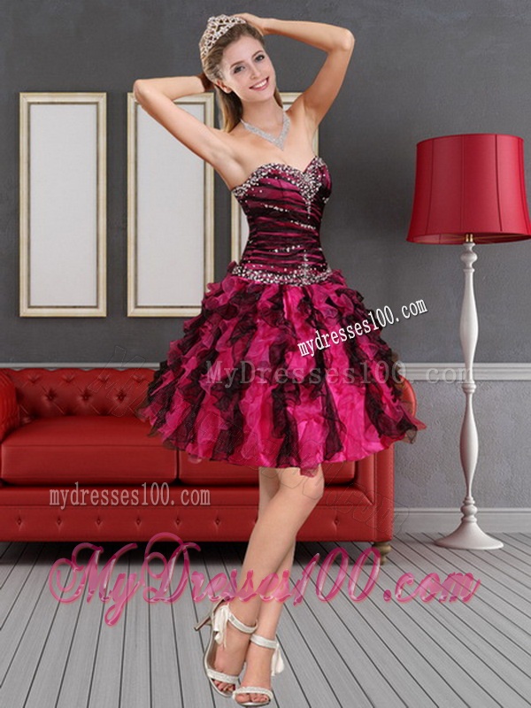 Pretty Multi Color Sweetheart Quince Dresses with Beading and Ruffles