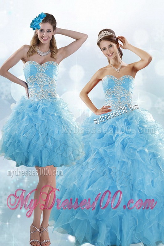 Sophisticated Appliques and Ruffles Baby Blue Sweet 15 Dresses