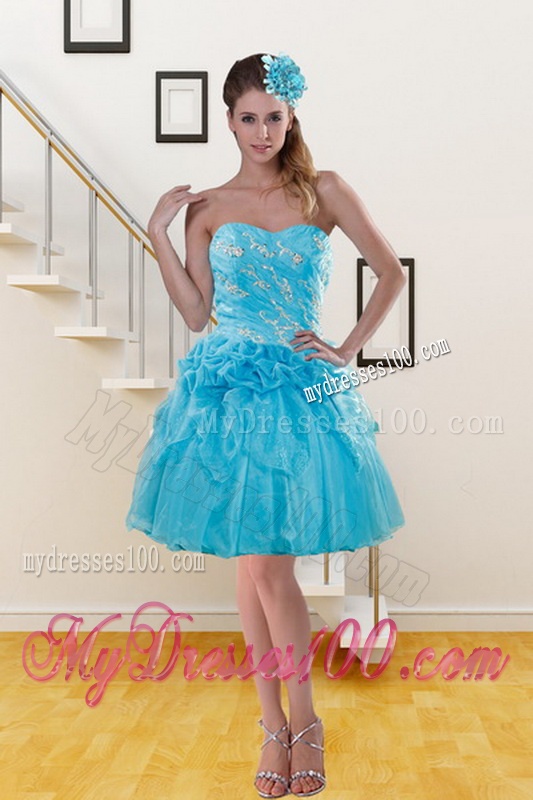 Sophisticated Teal Quince Dresses with Embroidery and Pick Ups