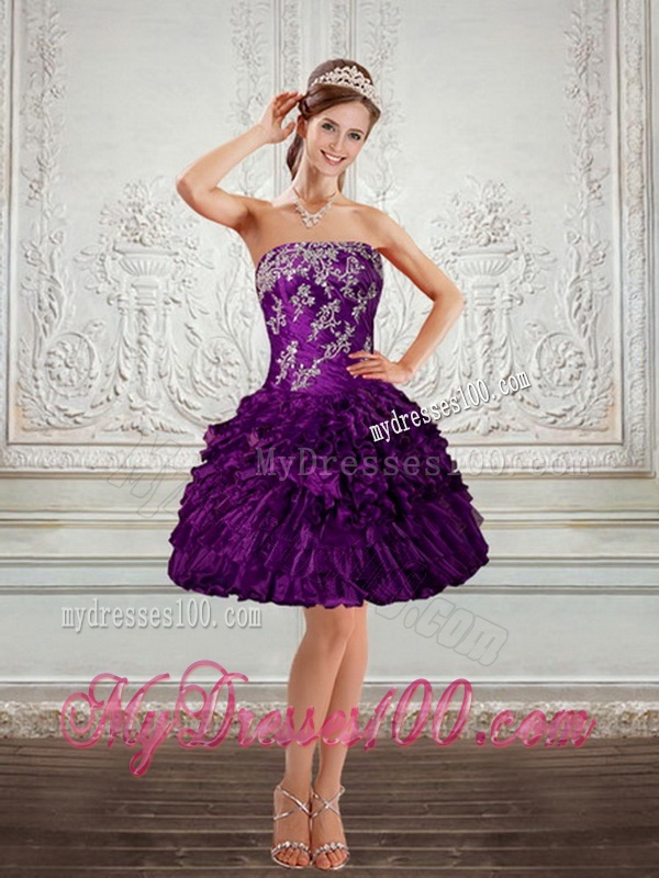 Strapless Ball Gown Quinceanera Dress with Embroidery and Ruffles