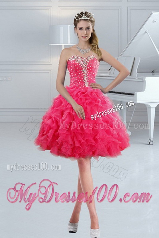 Trendy 2016 Hot Pink Quinceanera Dresses with Beading and Ruffles