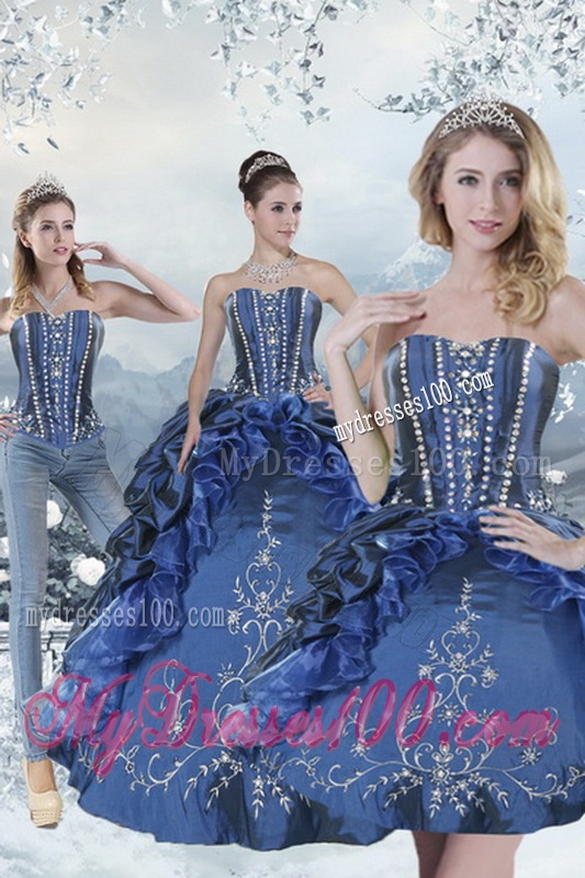 Wonderful Blue Sweet 15 Dresses with Embroidery and Beading for 2016