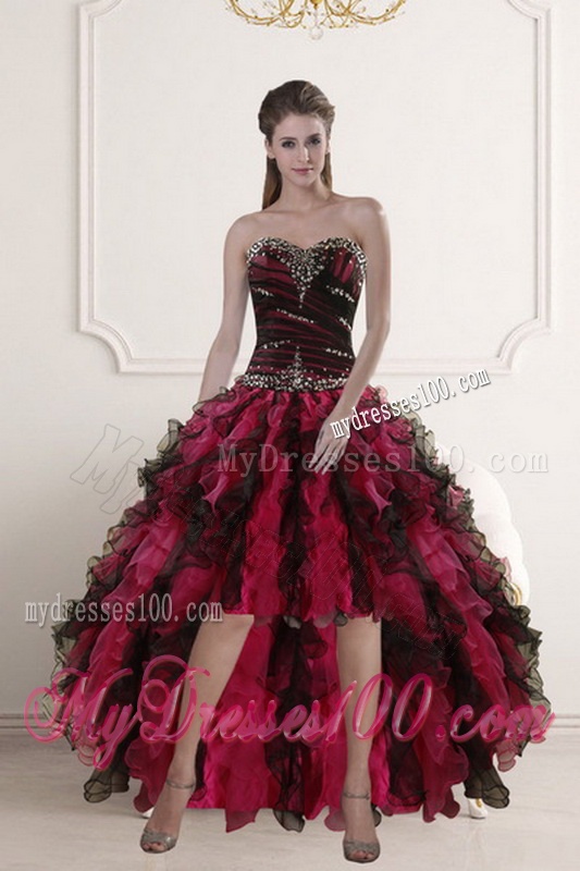 Wonderful Multi Color Dresses for Quince with Ruffles and Beading