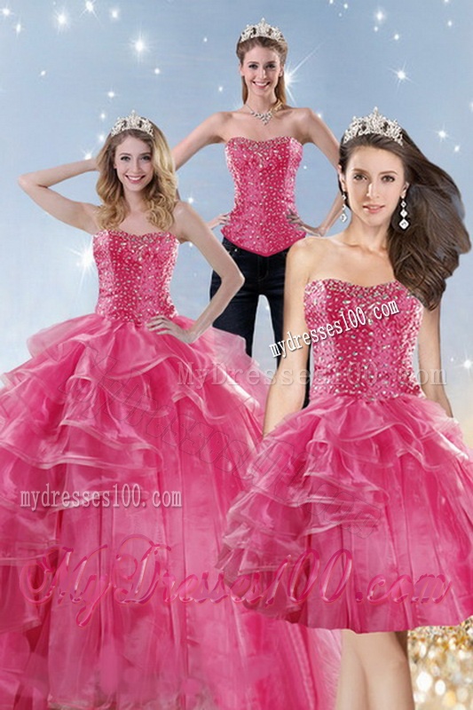 Wonderful Pink Quinceanera Dresses with Beading and Ruffles for 2016
