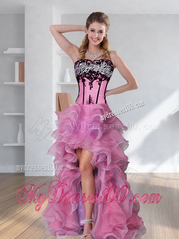 Zebra Printed Multi Color Quinceanera Dress with Pick Ups and Appliques