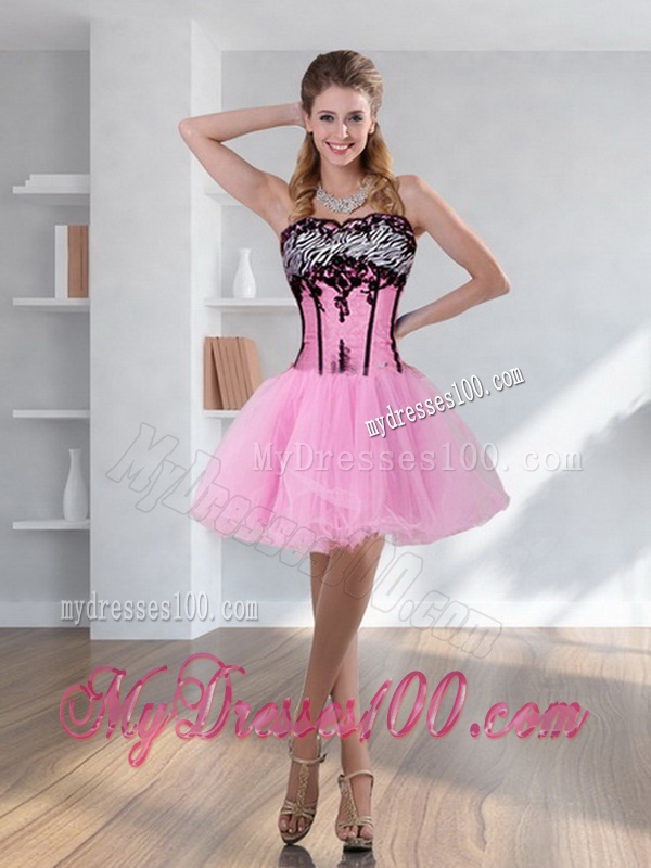 Zebra Printed Multi Color Quinceanera Dress with Pick Ups and Appliques