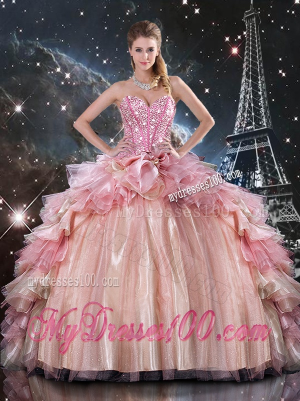 Beautiful Ball Gown Beaded Tulle Detachable Sweet 16 Dresses with Belt