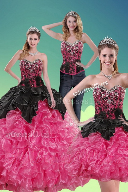 2016 Unique Multi Color Quince Dresses with Beading and Ruffles