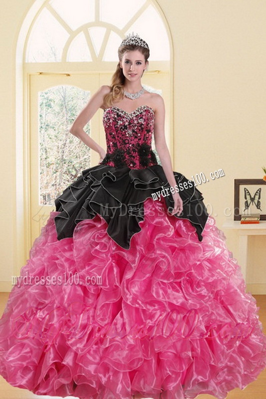 2016 Unique Multi Color Quince Dresses with Beading and Ruffles