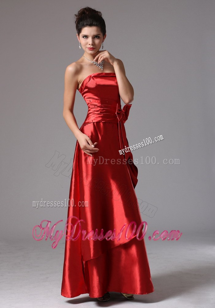 Custom Made Wine Red Column Prom Dress With Bows In New London Connecticut