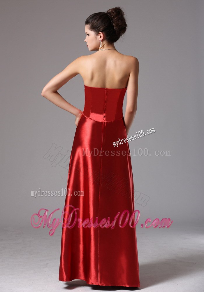 Custom Made Wine Red Column Prom Dress With Bows In New London Connecticut