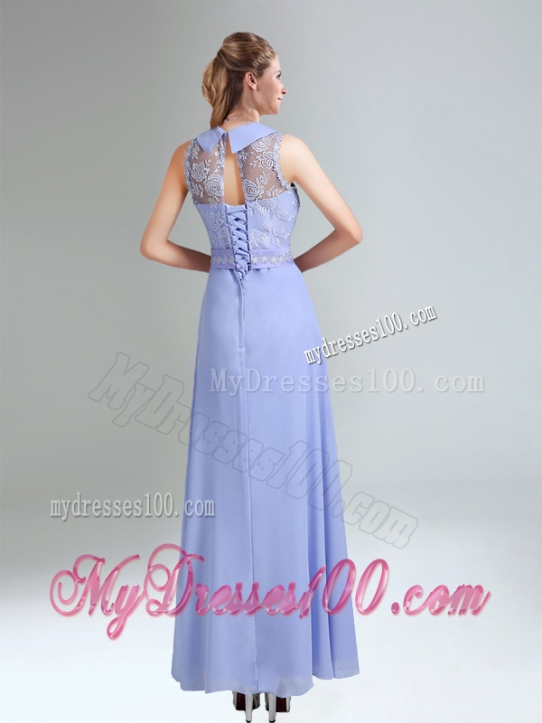 2016 Empire Lace Up Bridesmaid Dress Belt and Lace