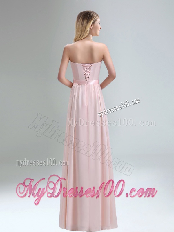 2016 Most Popular Light Pink Empire Bridesmaid Dress with Bowknot