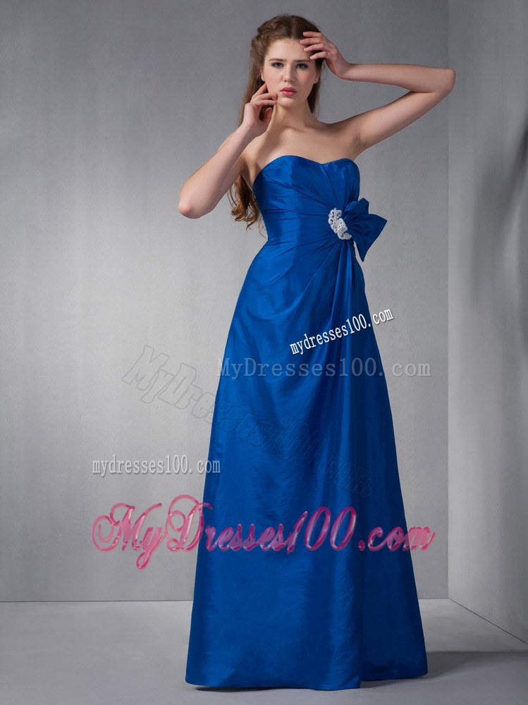 Royal Blue Taffeta Sweetheart Bridemaid Dress with Appliques