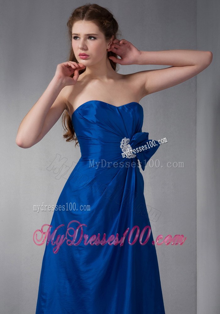 Royal Blue Taffeta Sweetheart Bridemaid Dress with Appliques