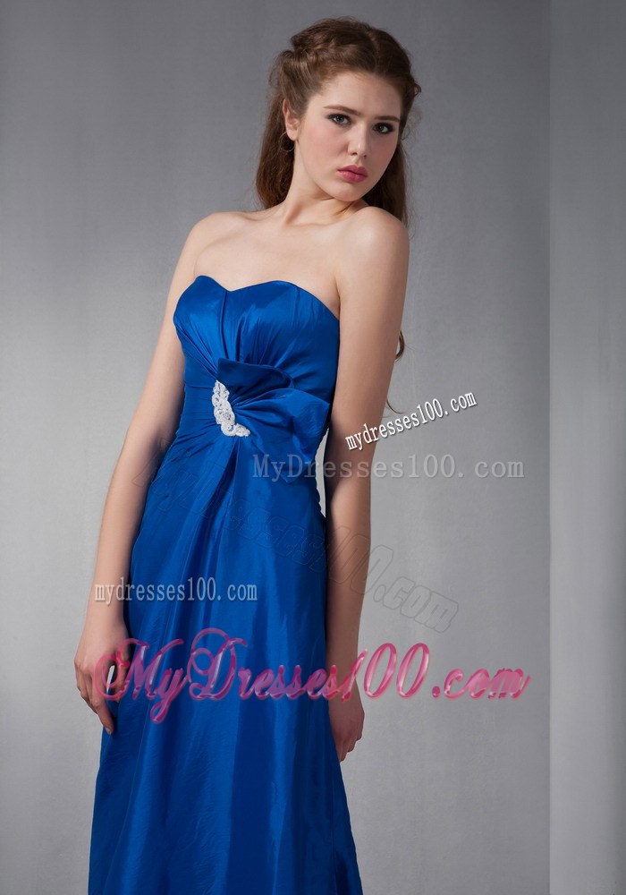 Royal Blue Taffeta Sweetheart Bridemaid Dress with Appliques