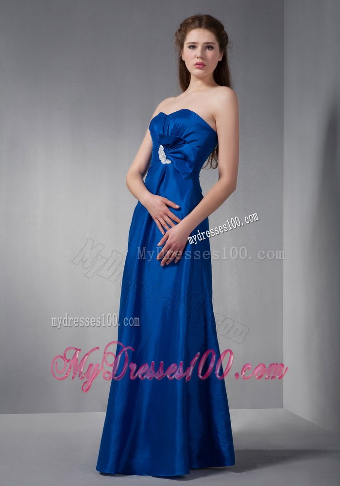Royal Blue Taffeta Sweetheart Bridemaid Dress with Appliques