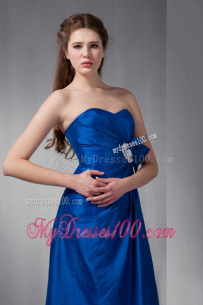 Royal Blue Taffeta Sweetheart Bridemaid Dress with Appliques