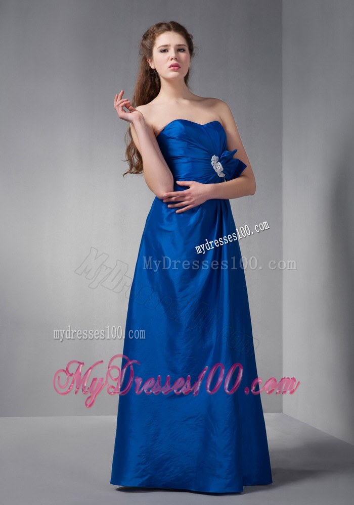 Royal Blue Taffeta Sweetheart Bridemaid Dress with Appliques