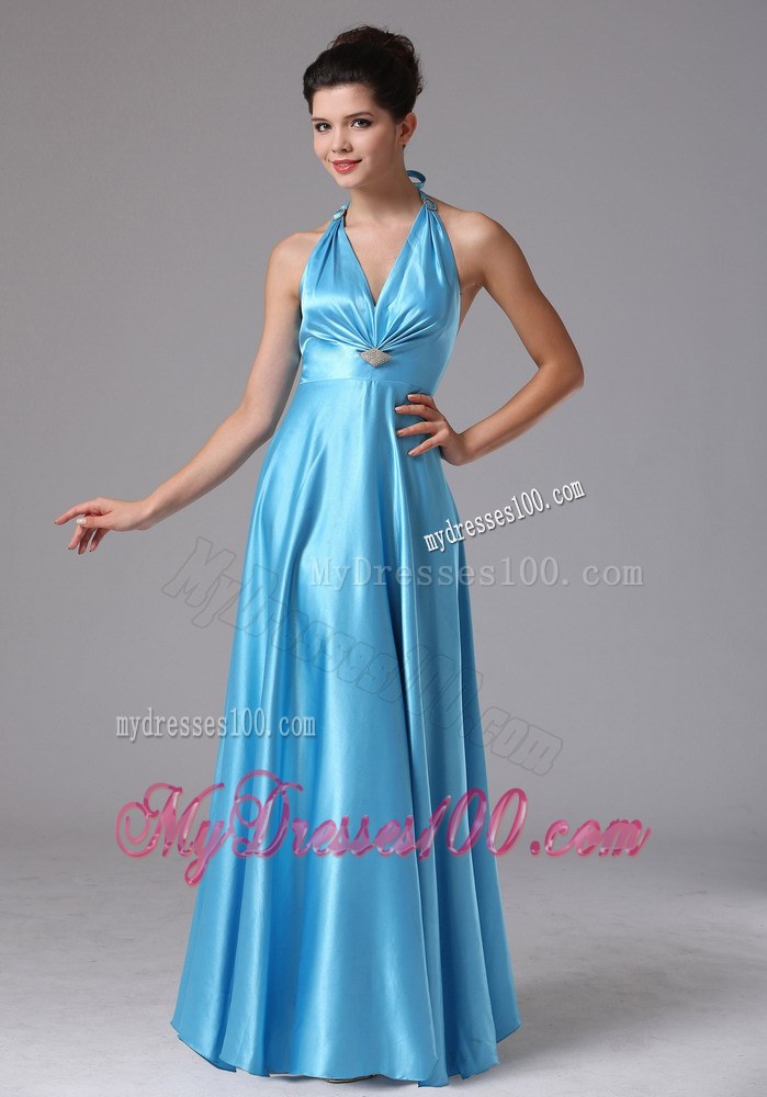 Stylish Custom Made Baby Blue Halter 2013 Prom Dress In New Britain Connecticut